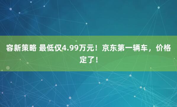 容新策略 最低仅4.99万元！京东第一辆车，价格定了！