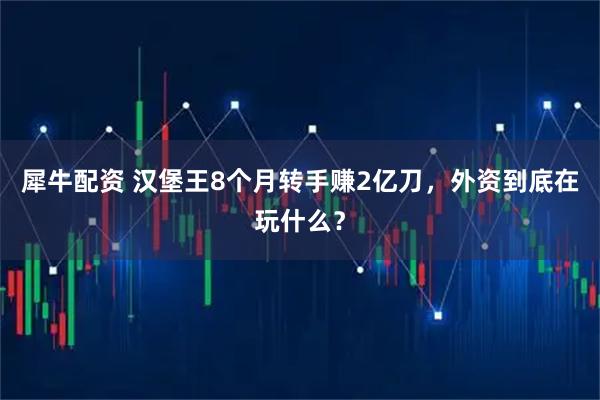 犀牛配资 汉堡王8个月转手赚2亿刀，外资到底在玩什么？
